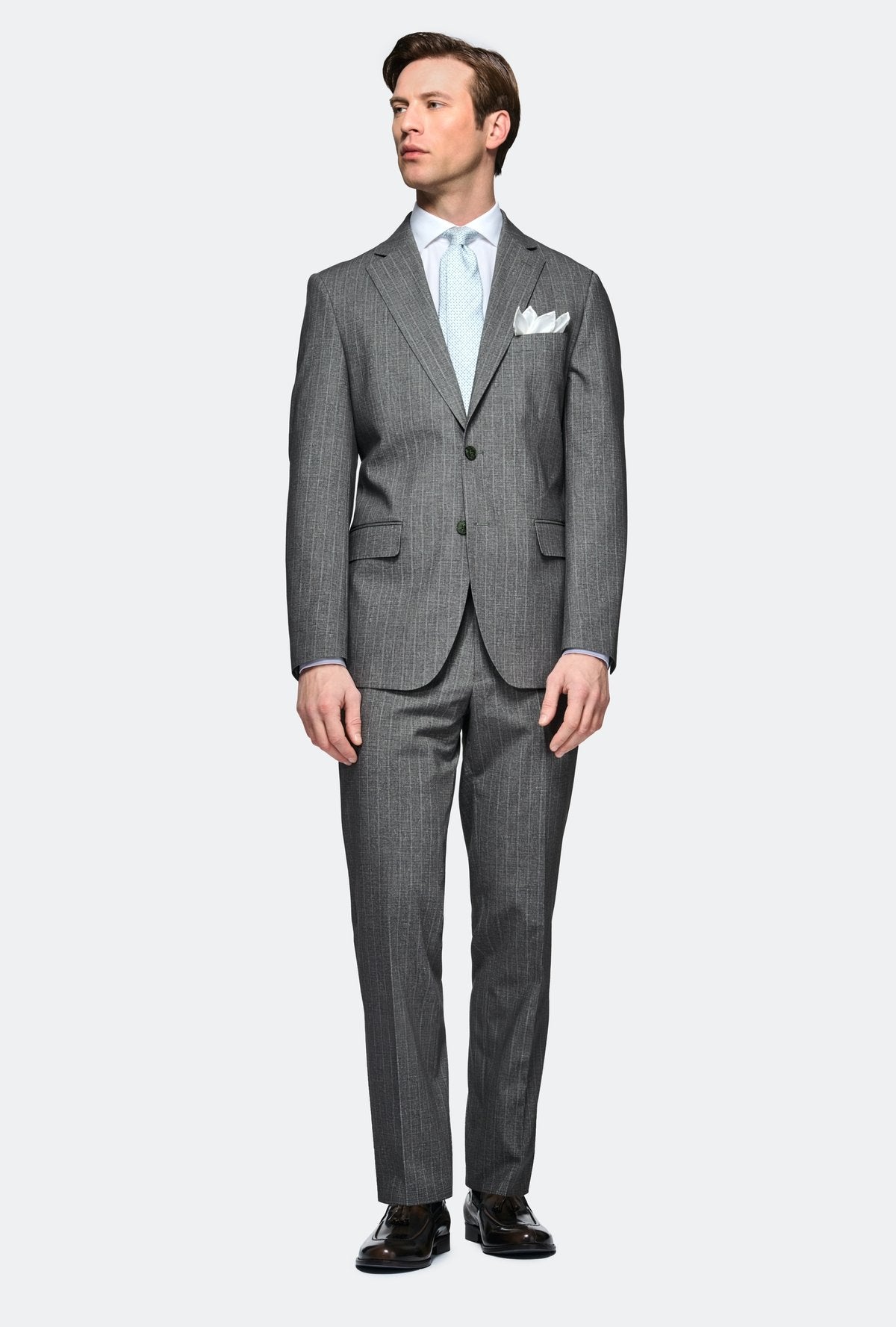 Grey Pinstripe Suit Classic Italian Tailoring
