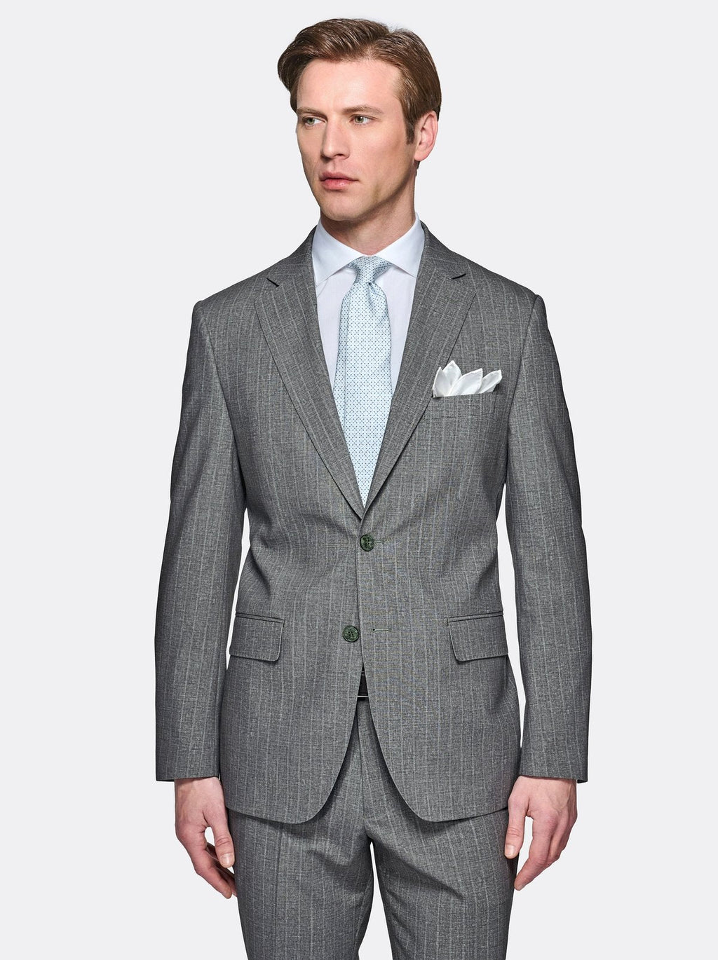 Grey Pinstripe Suit Classic Italian Tailoring