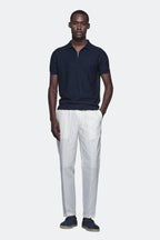 Polo in cotone e lino con zip-2