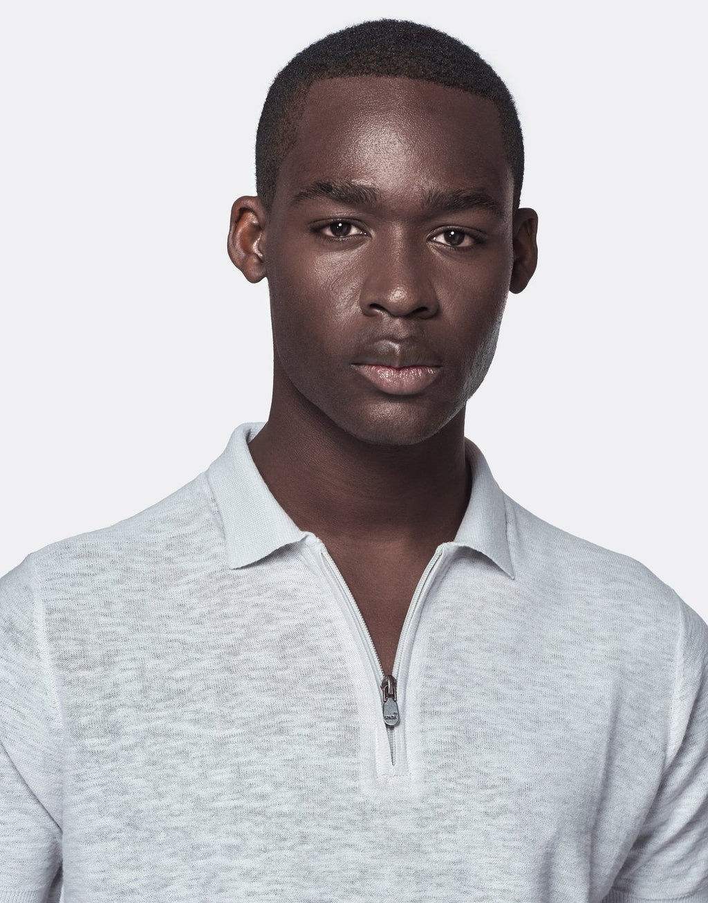 Polo in cotone e lino con zip-1