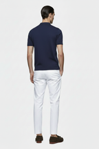 Back View - White Model Navy Polo