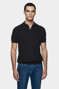 Half Body - White Model Black Silk Polo