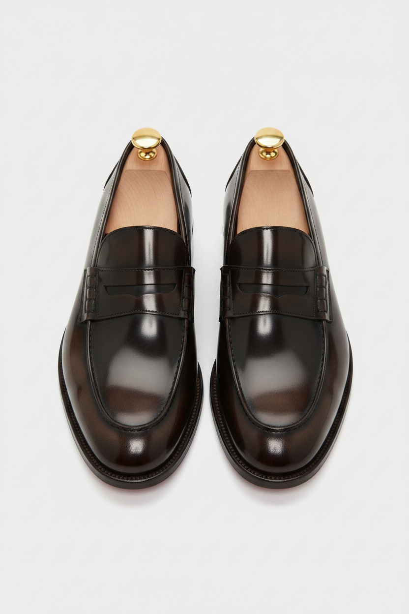 Spada Roma Brown Loafer - Front View with Shoe Tree