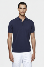 The Silk & Cotton Polo - Blue