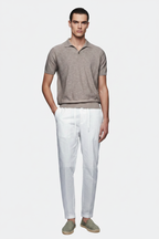 White Model with Beige Polo & Espadrilles